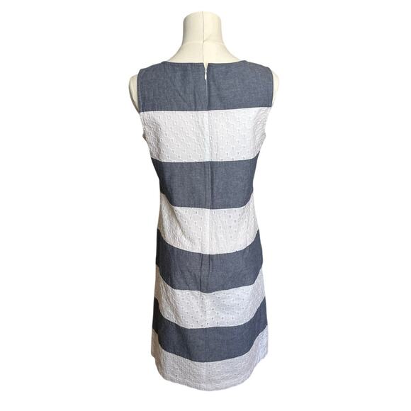 TALBOTS | Petite Chambray & Eyelet Midi Dress Beachy 4th of July | Size 6P - Picture 3 of 6